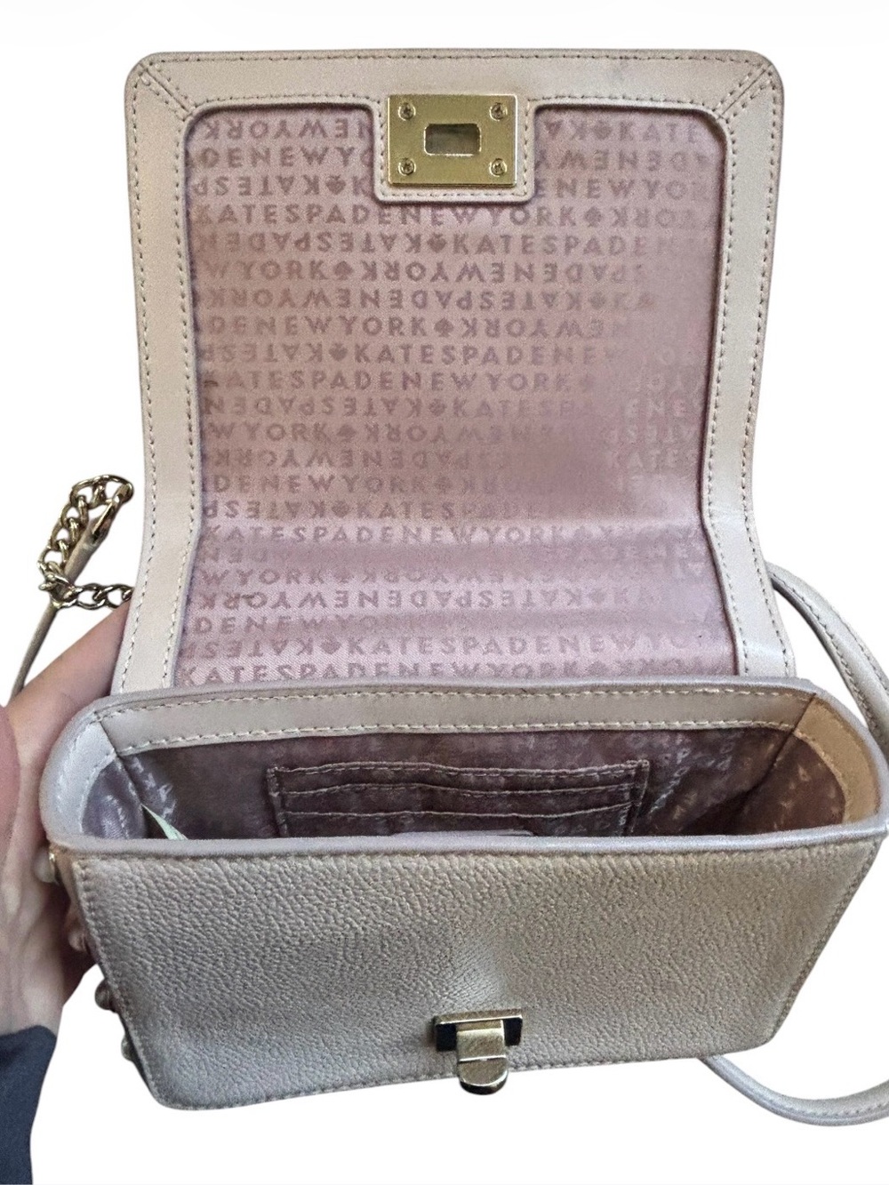 kate spade Leather Top-Handle Satchel in Light Beige with pearls - Picture 6 of 7